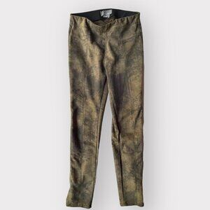 Anthropologie Size XS Green Brown Noir Faux Suede Leggings